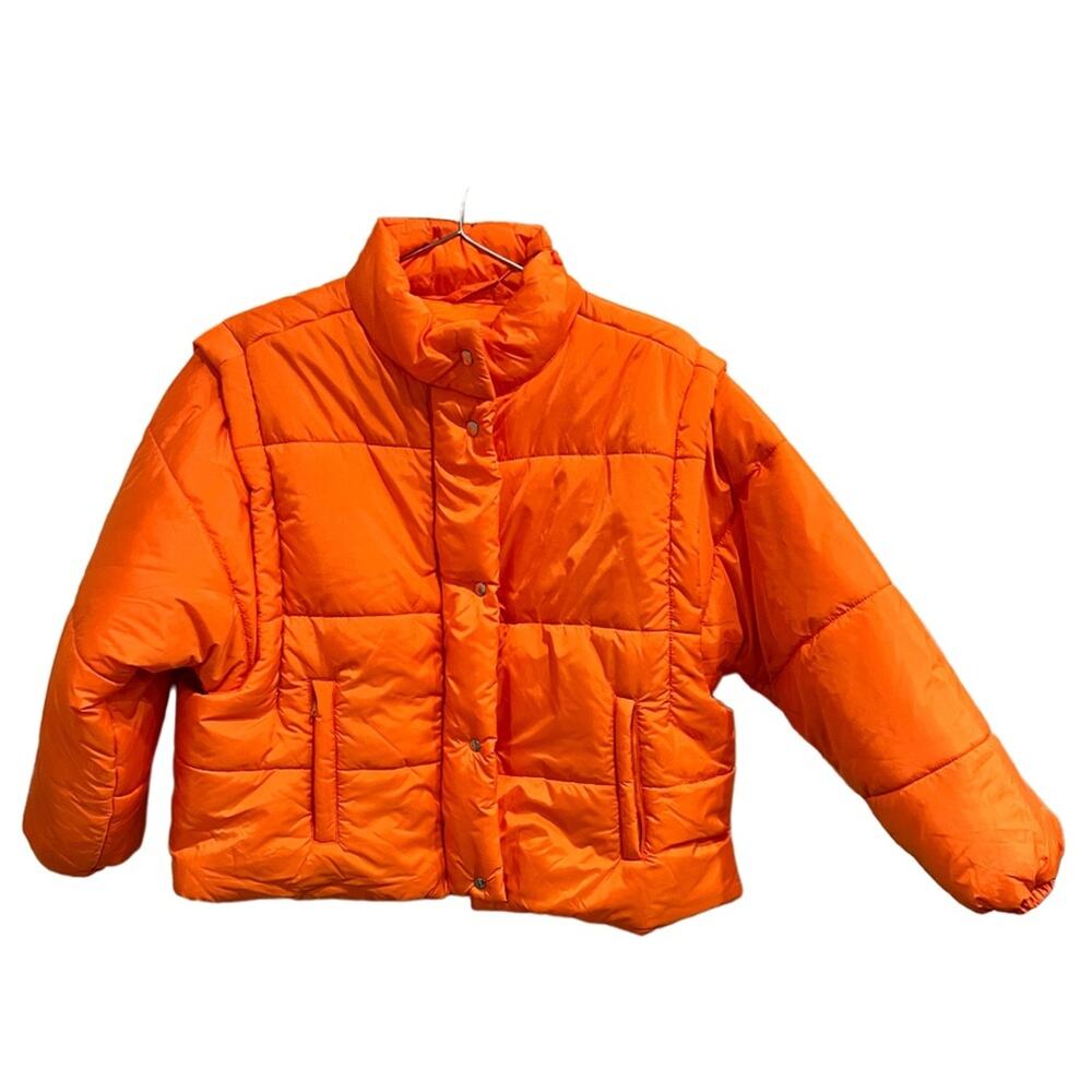 Culture Couture Orange Jacket Detachable Sleeves for Vest. Size M NWT